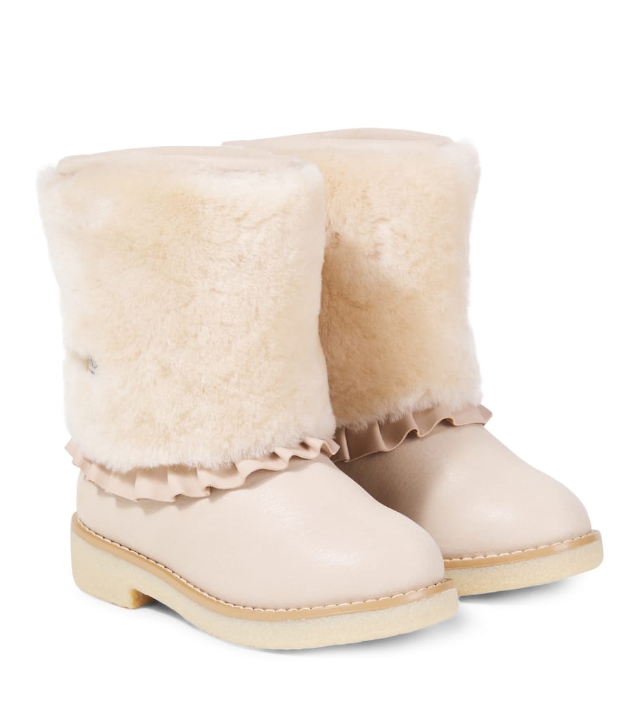 Donsje Rosalen Shearling-trimmed Leather Boots In Multi