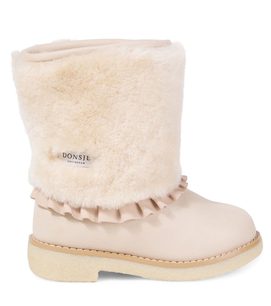 Donsje Rosalen Shearling-trimmed Leather Boots In Multi