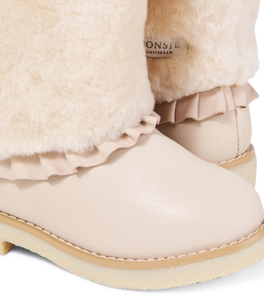 Donsje Rosalen Shearling-trimmed Leather Boots In Multi