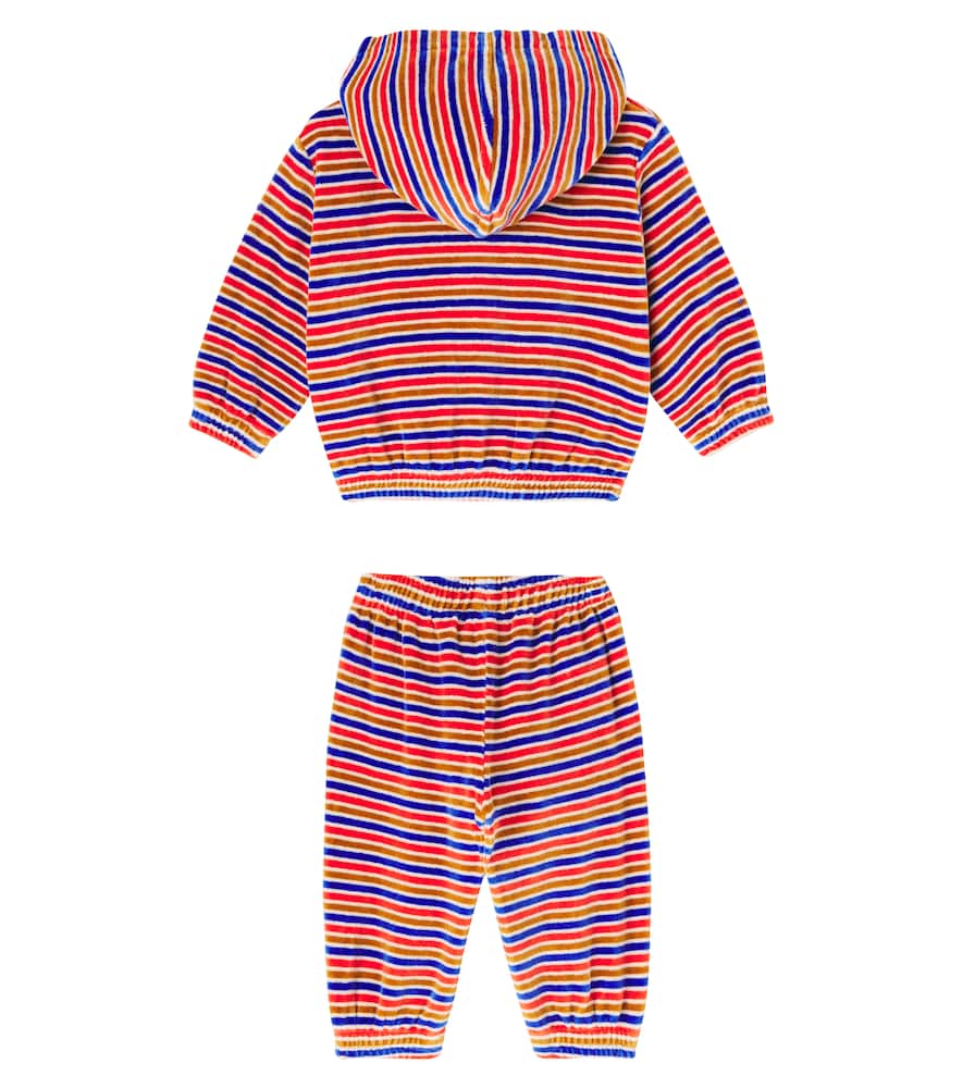 Bobo Choses Baby Striped Velvet Hoodie And Sweatpants Set In Pink