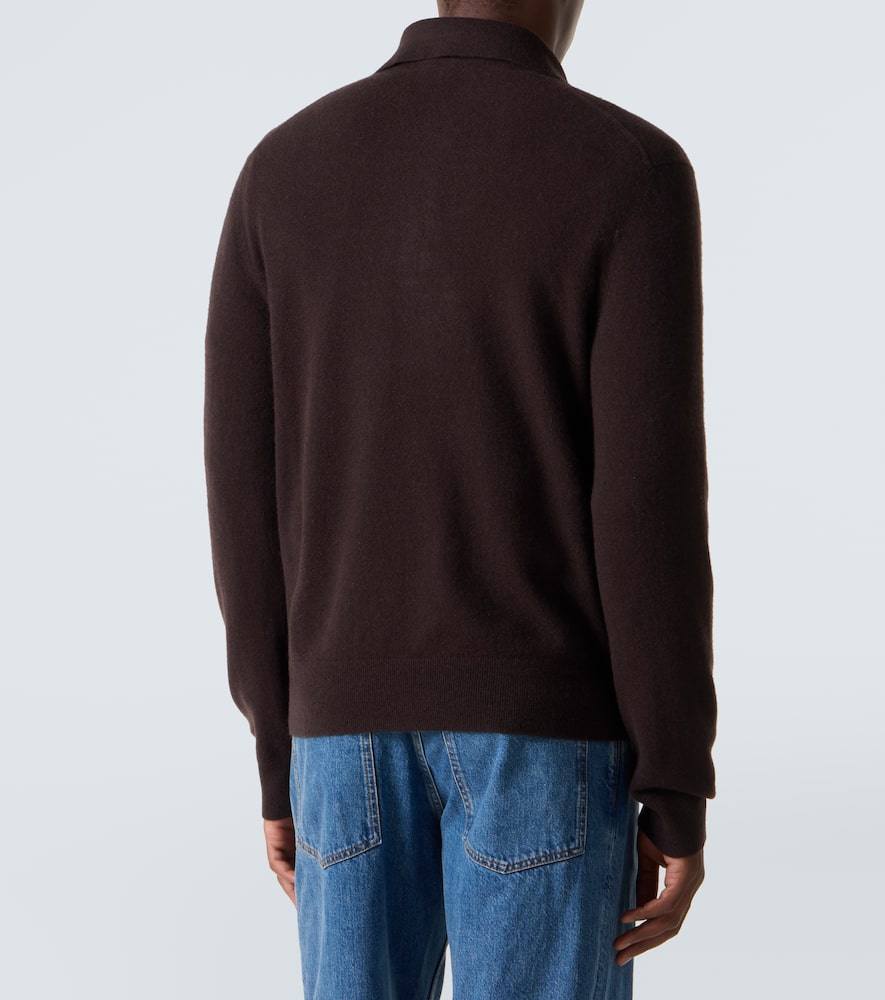 Burberry Embroidered Ekd Long-sleeved Polo T-shirt In Burgundy