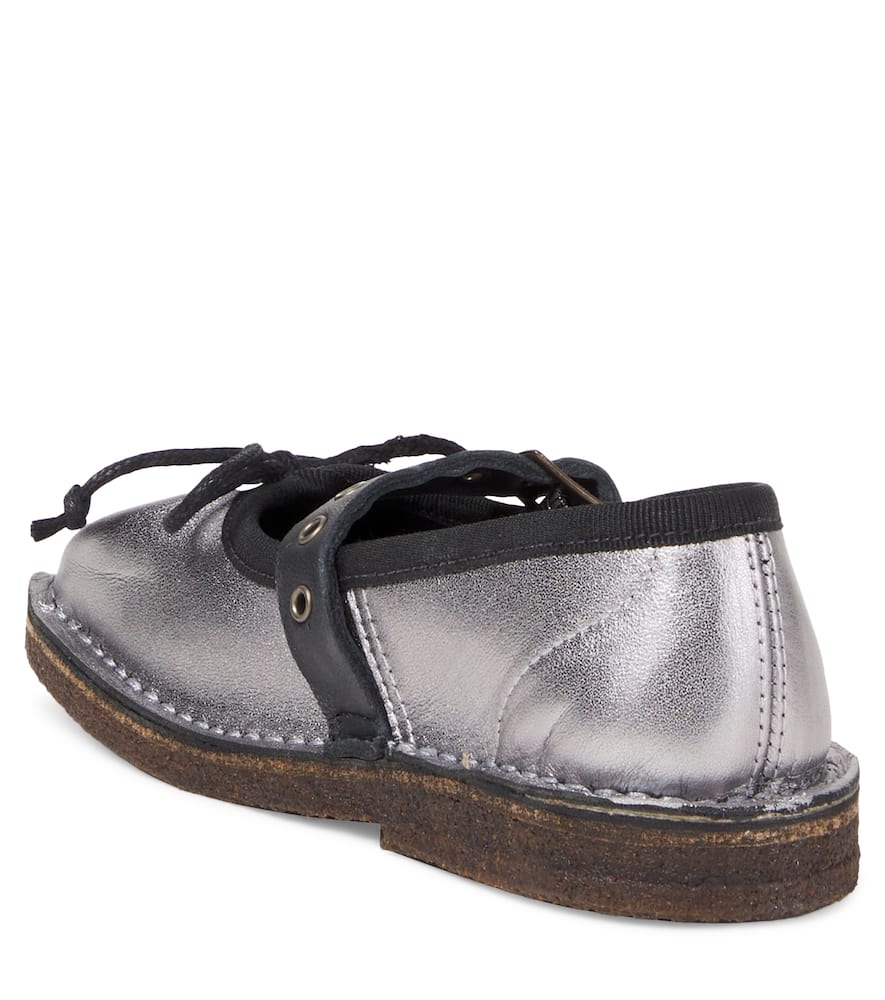 Pèpè Mary-jane-ballerinas Aus Metallic-leder In Multi