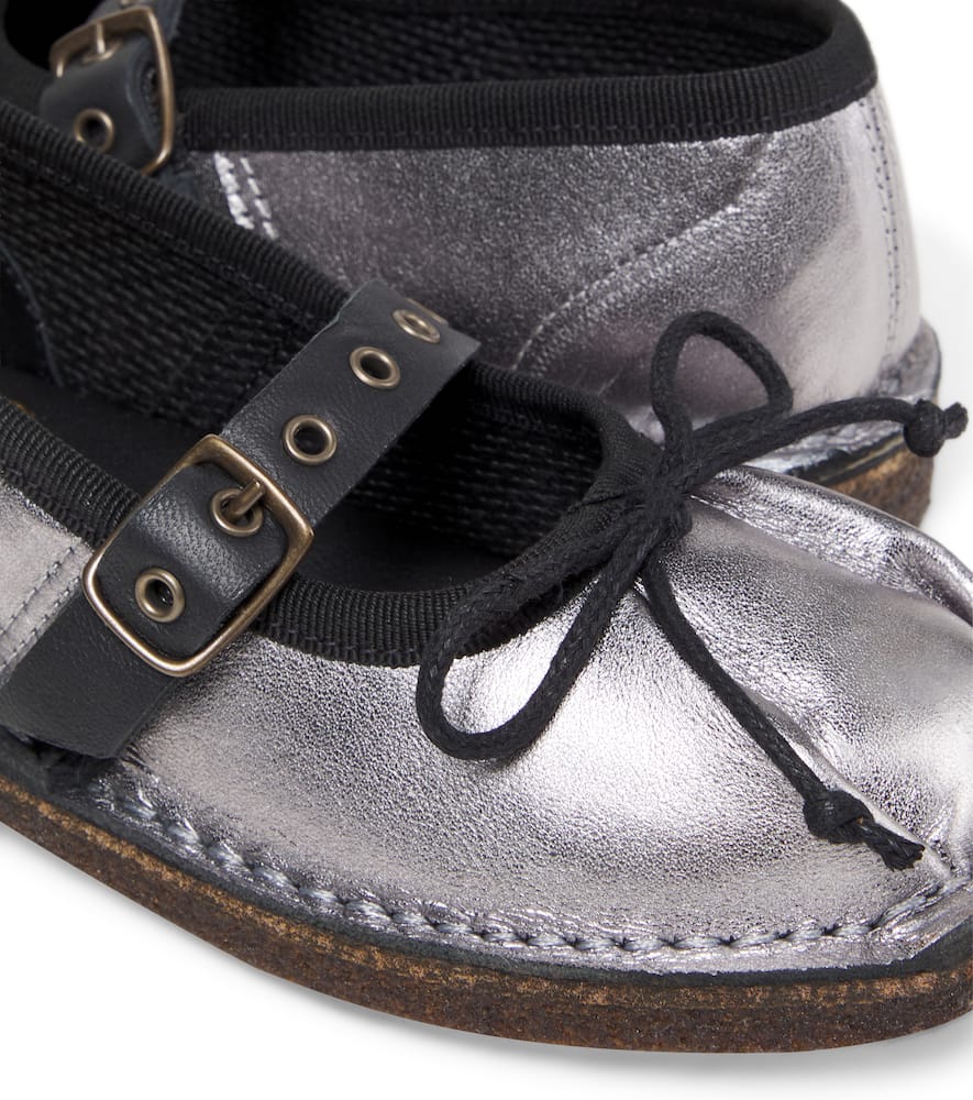 Pèpè Mary-jane-ballerinas Aus Metallic-leder In Multi