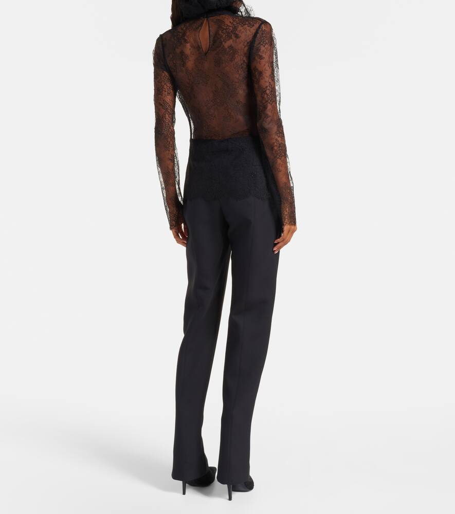 Alexander Mcqueen Ruffled Lace Blouse In Black