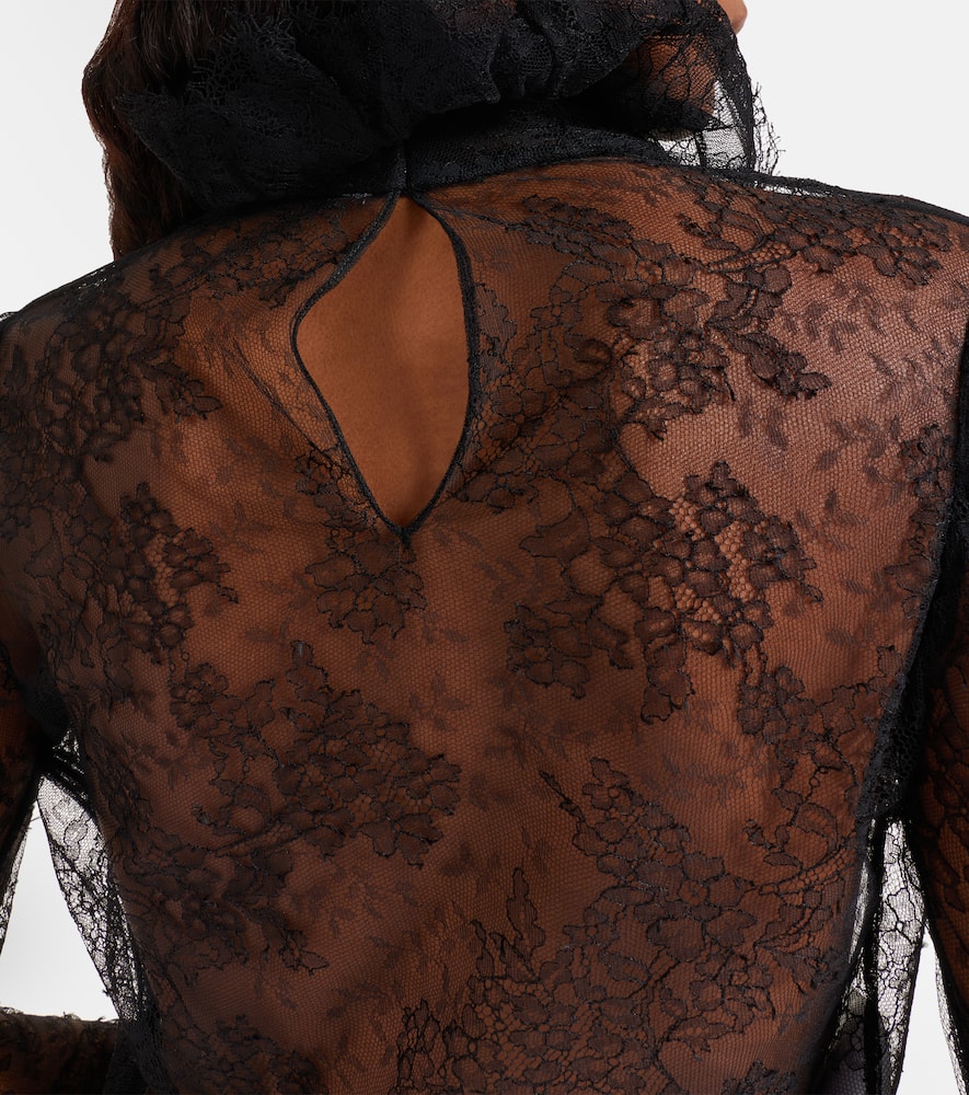 Alexander Mcqueen Ruffled Lace Blouse In Black