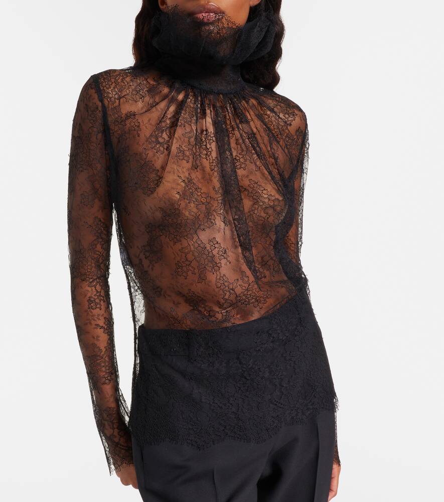 Alexander Mcqueen Ruffled Lace Blouse In Black