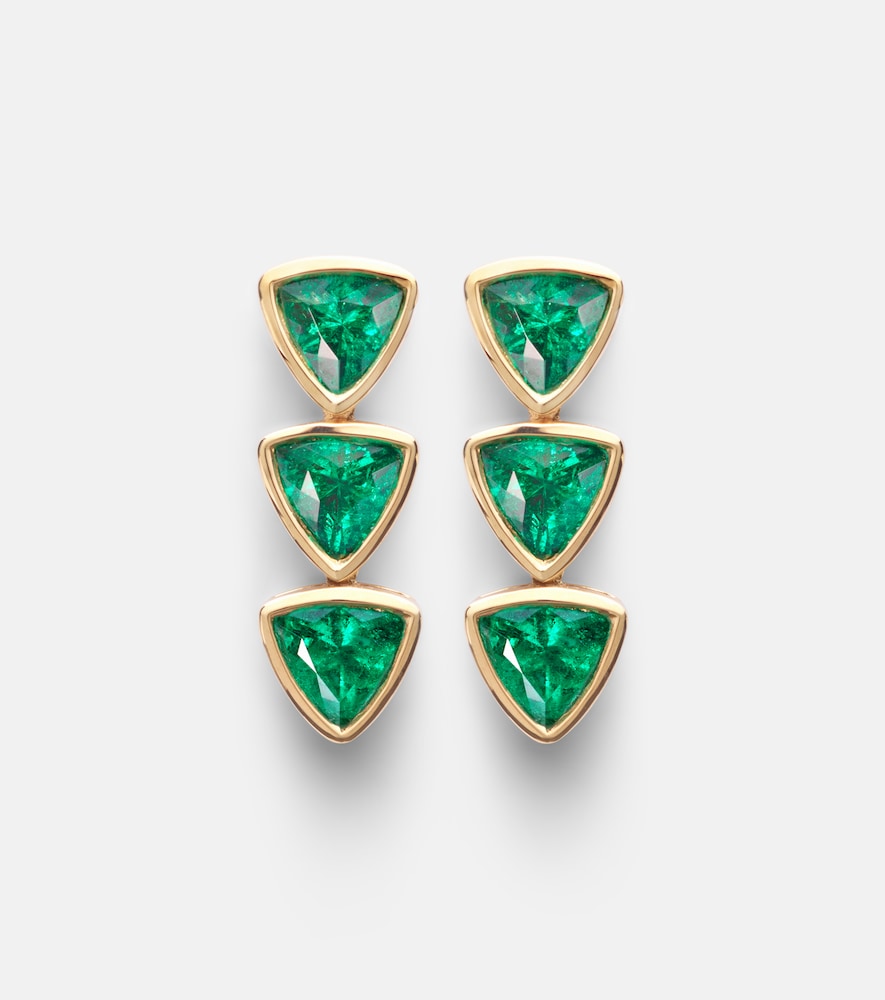 Anita Ko 18kt gold drop earrings with emeralds