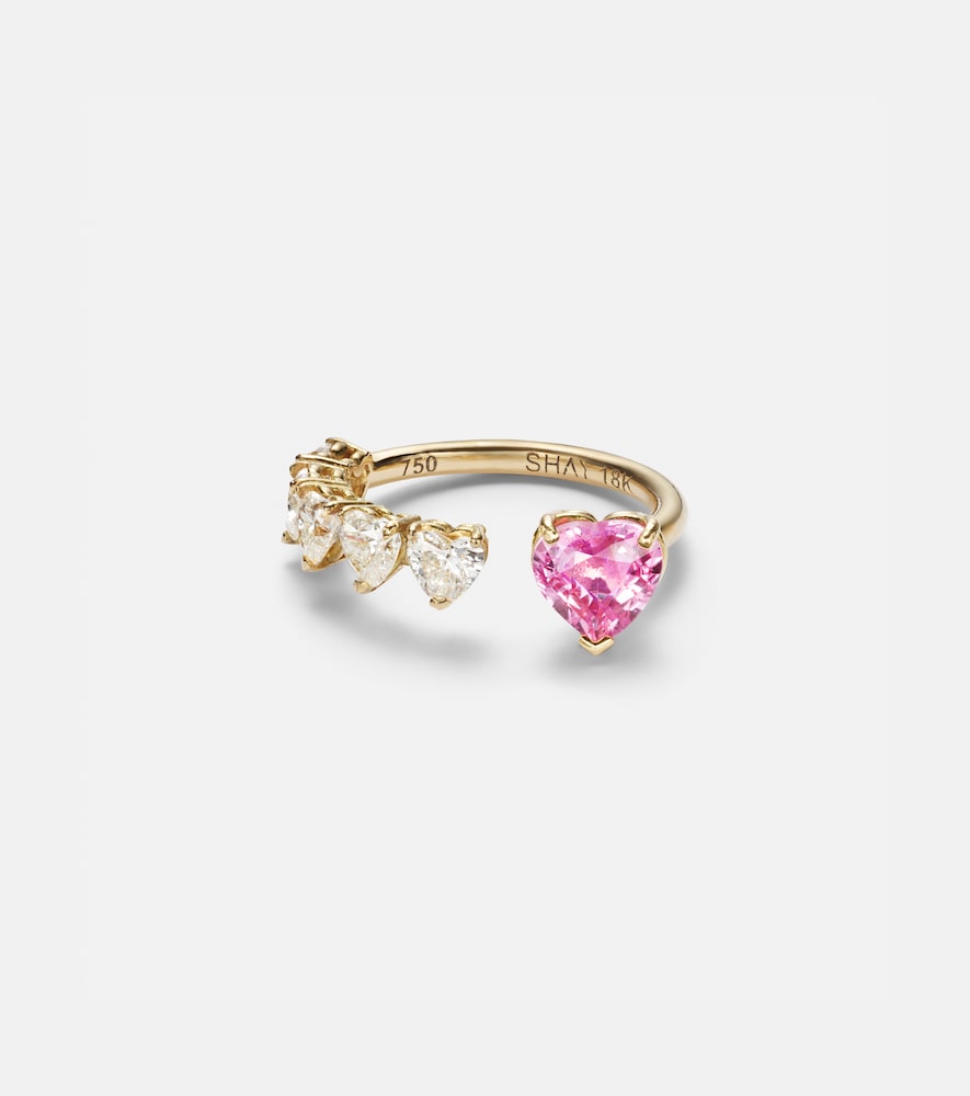 Anello in oro giallo 18kt con zaffiro e diamanti