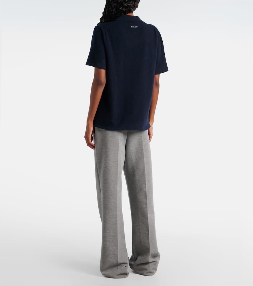 Miu Miu Zipped Cashmere Polo Shirt In Blue