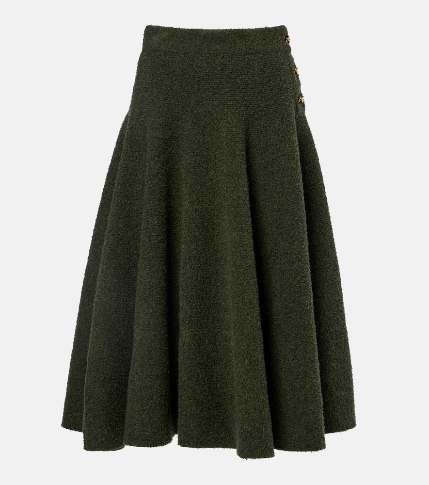 Bottega Veneta Knot Bouclé Midi Skirt In Green