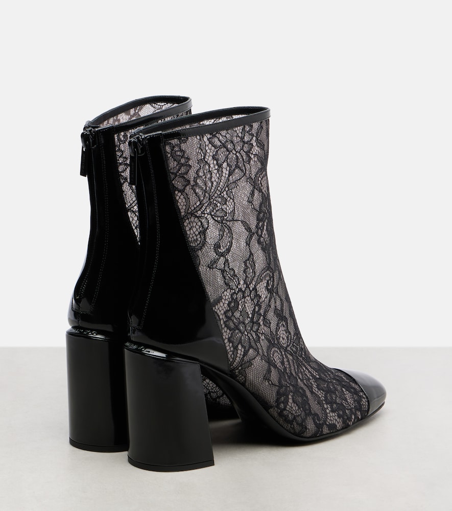  Jimmy Choo Jimmy Choo Kisu 85 Leather-trimmed Lace Ankle Boots 