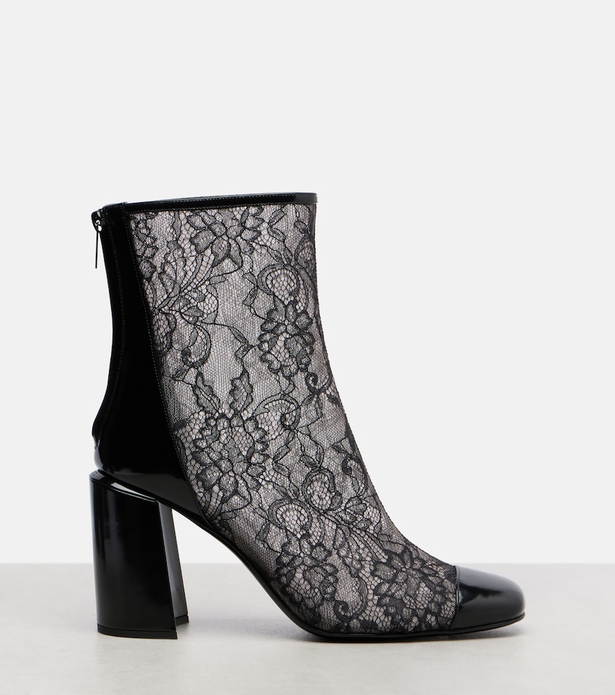  Jimmy Choo Jimmy Choo Kisu 85 Leather-trimmed Lace Ankle Boots 
