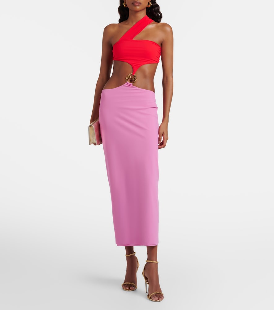 Roberto Cavalli Cutout one-shoulder midi dress