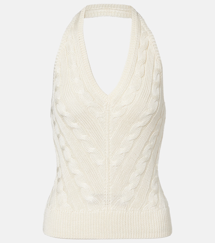 Ralph Lauren Collection Cable-knit halterneck silk top