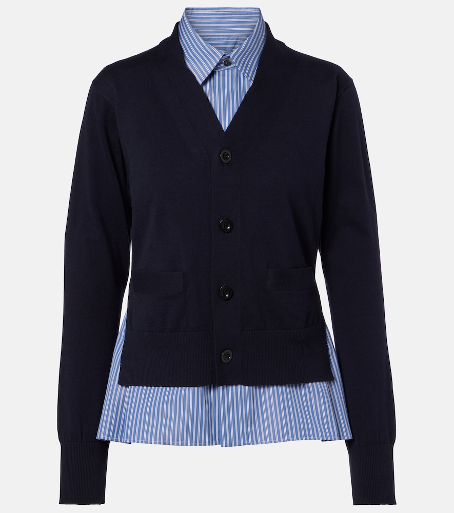Sacai Layered striped cotton cardigan
