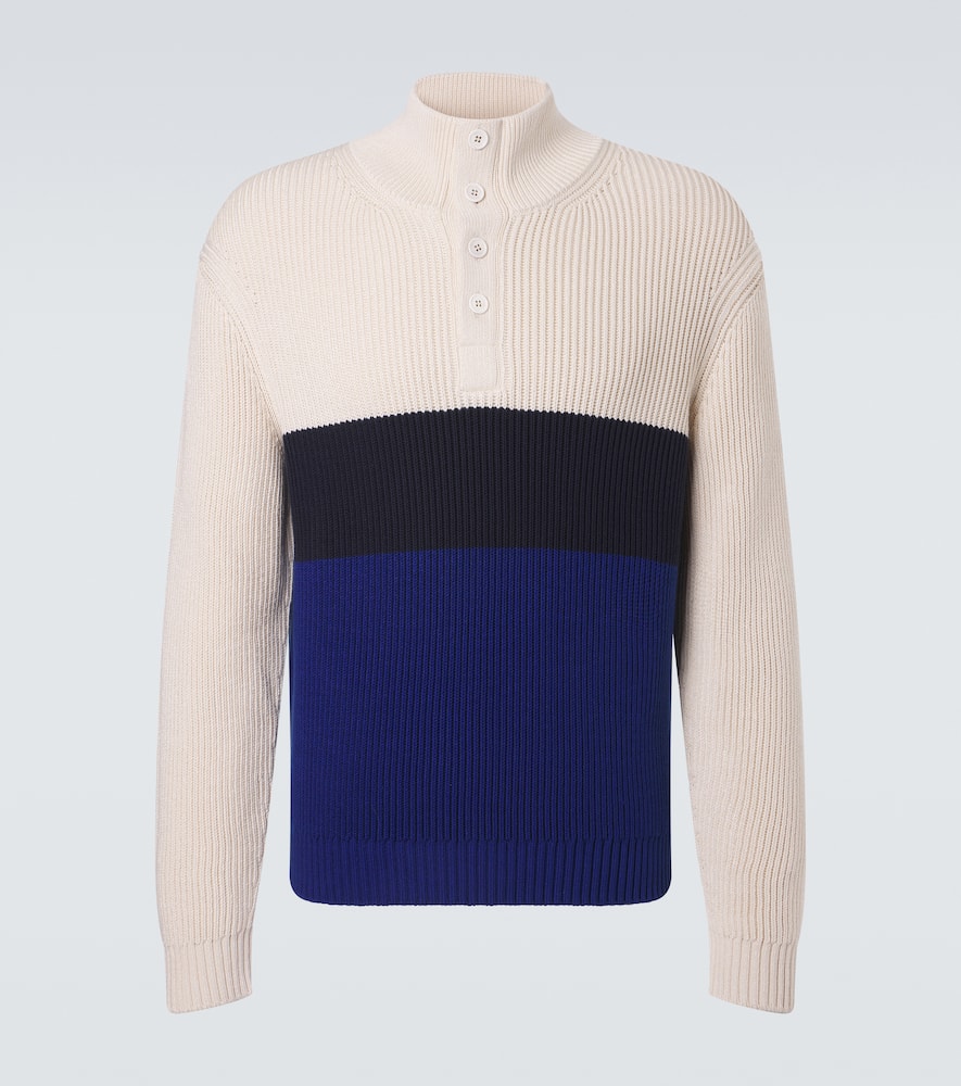 Pullover in cotone e seta color-block