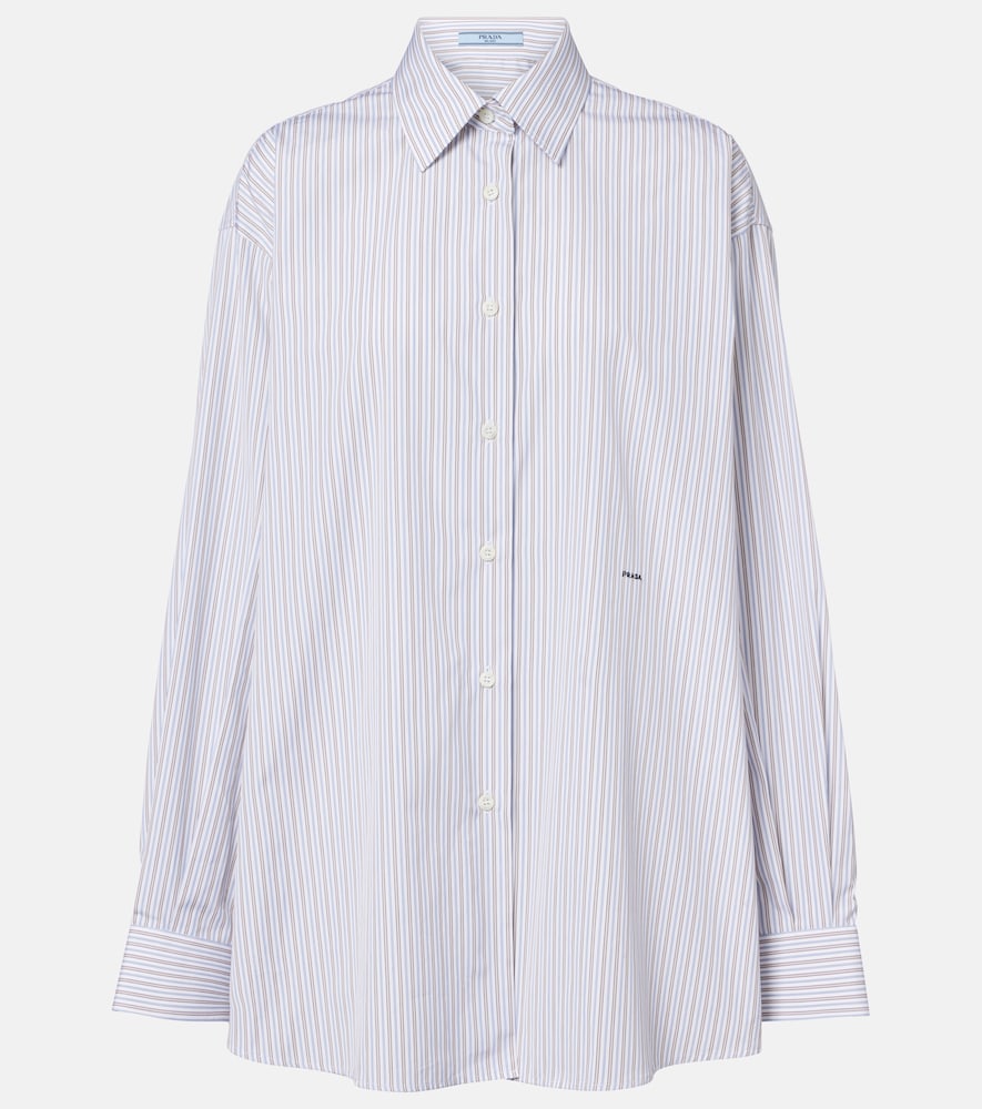 Prada Striped oversized cotton poplin shirt