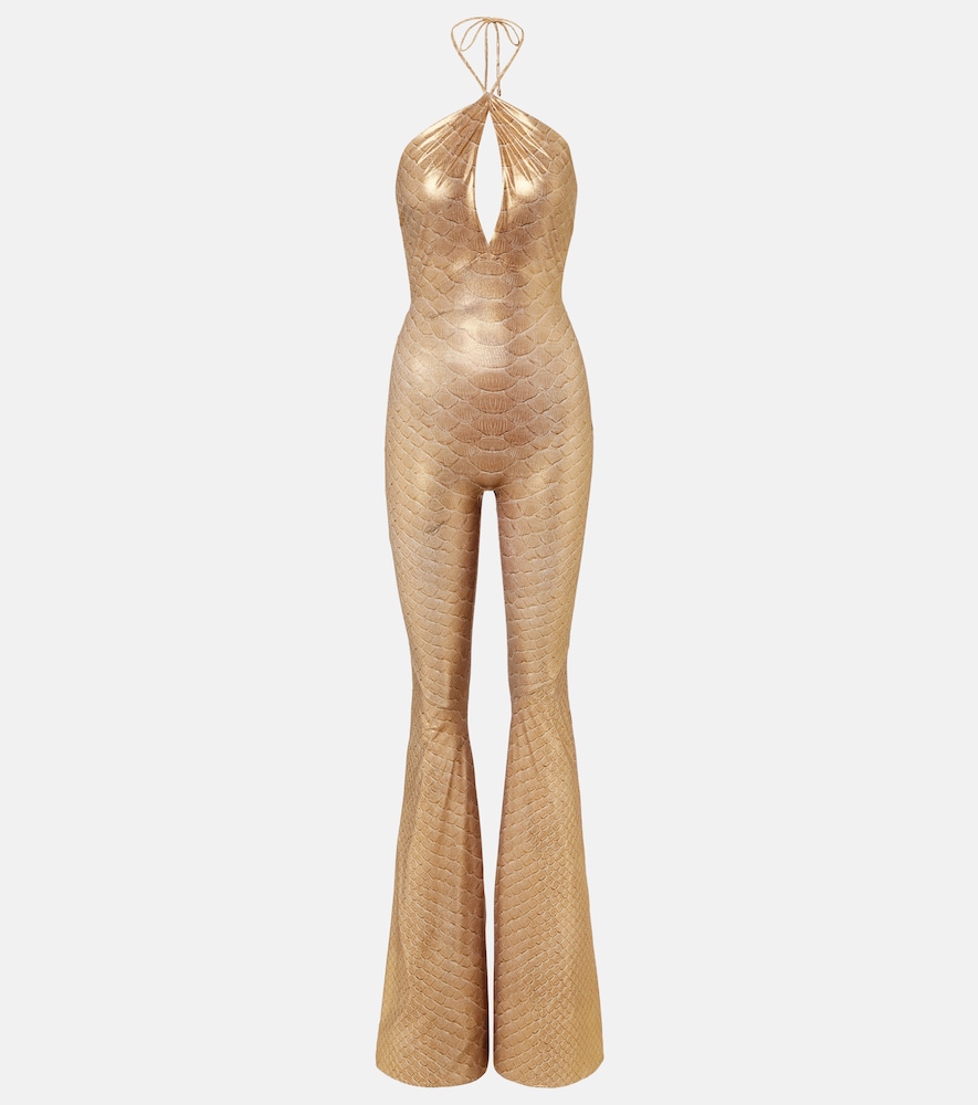 Roberto Cavalli Snake-print halterneck jumpsuit
