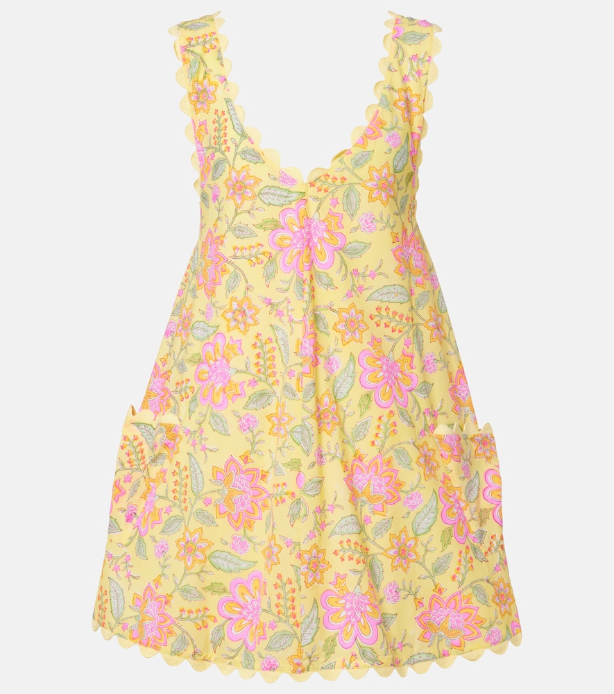 Juliet Dunn Floral scalloped cotton minidress