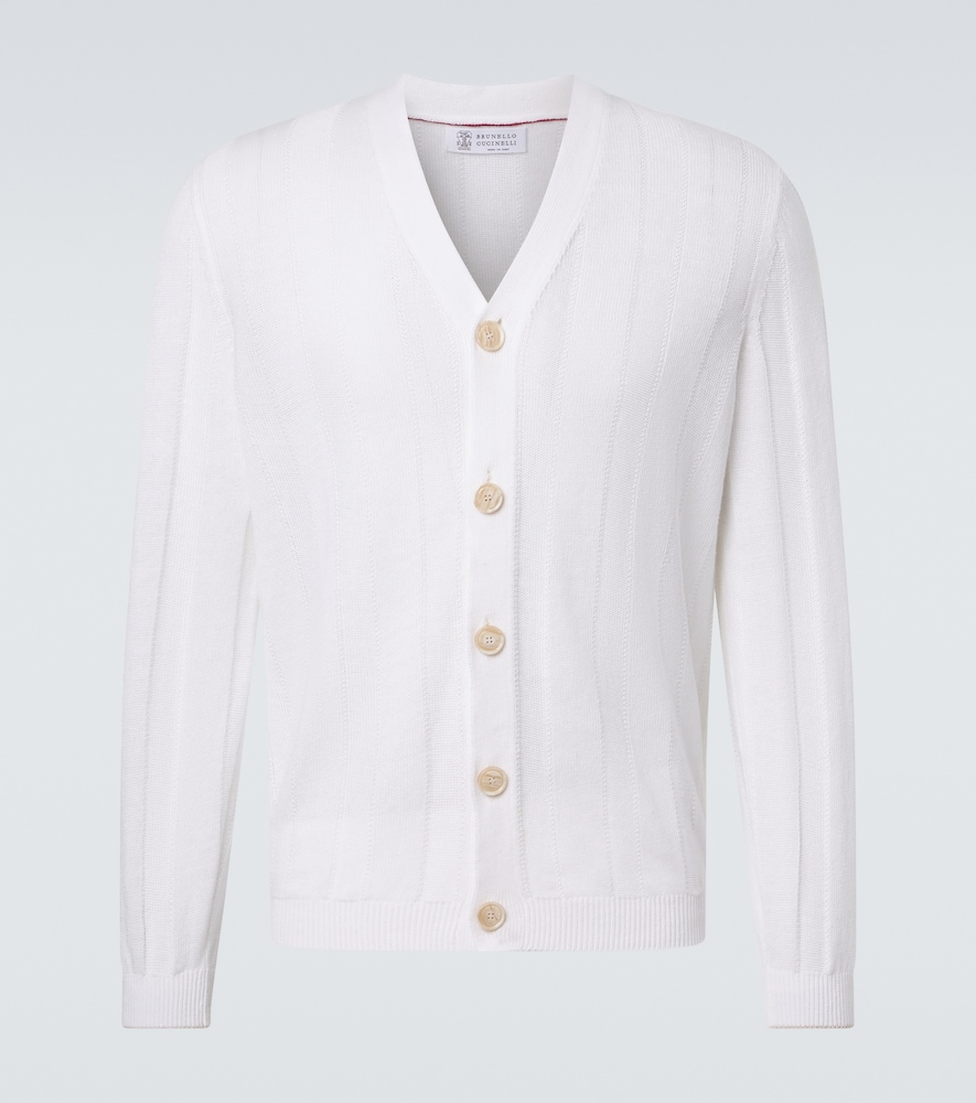 Brunello Cucinelli Men's White Cotton And Linen Cardigan UK Size 38 - Mytheresa