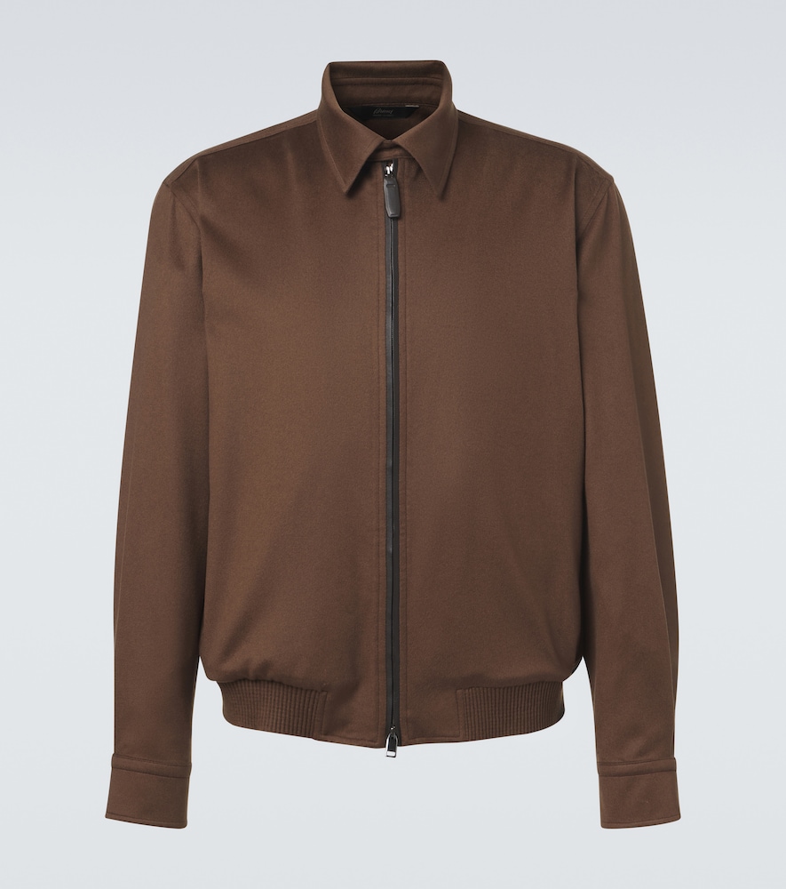 Brioni Cashmere And Wool Blouson Jacket In Brown