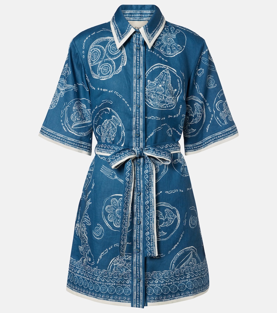 Alémais Lucky belted printed linen shirt dress