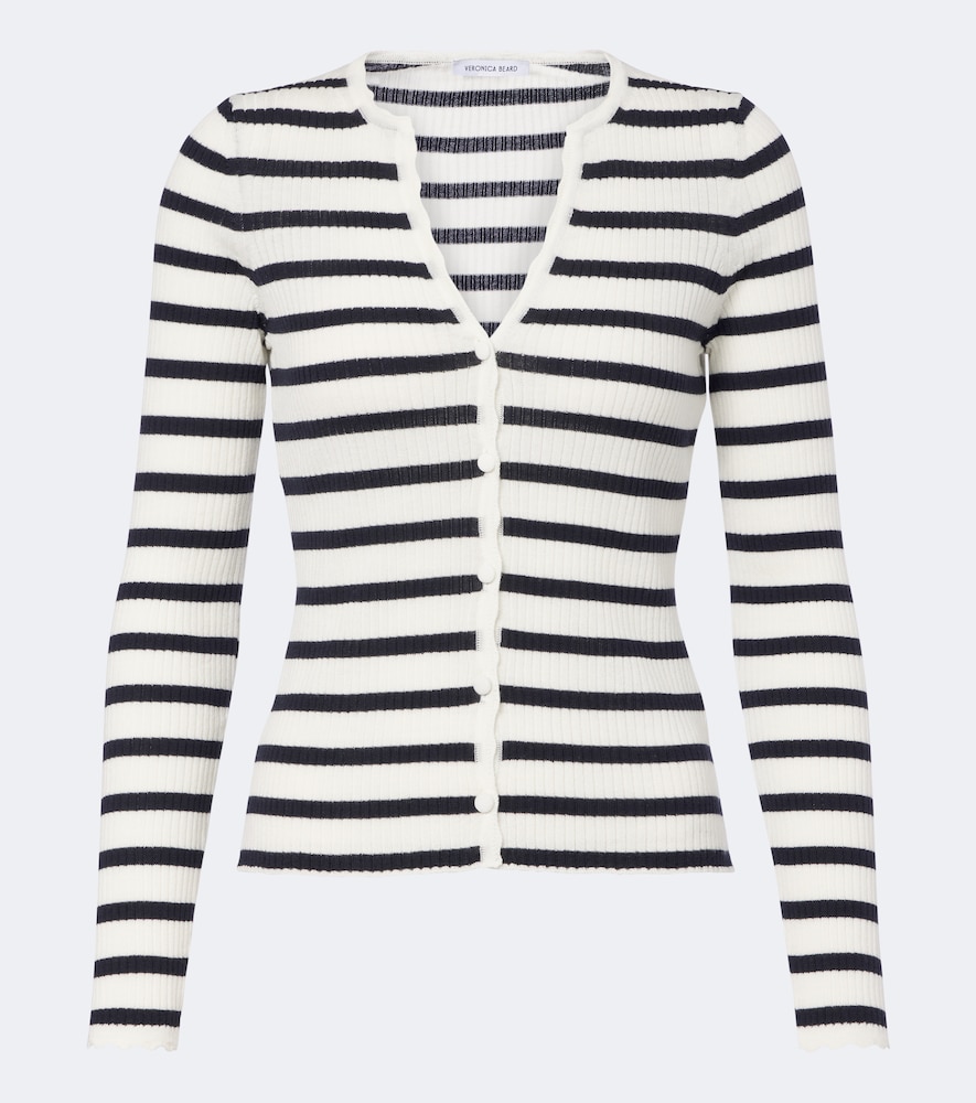 Veronica Beard Women's White Anwin Striped Wool Cardigan UK Size 12 - Mytheresa