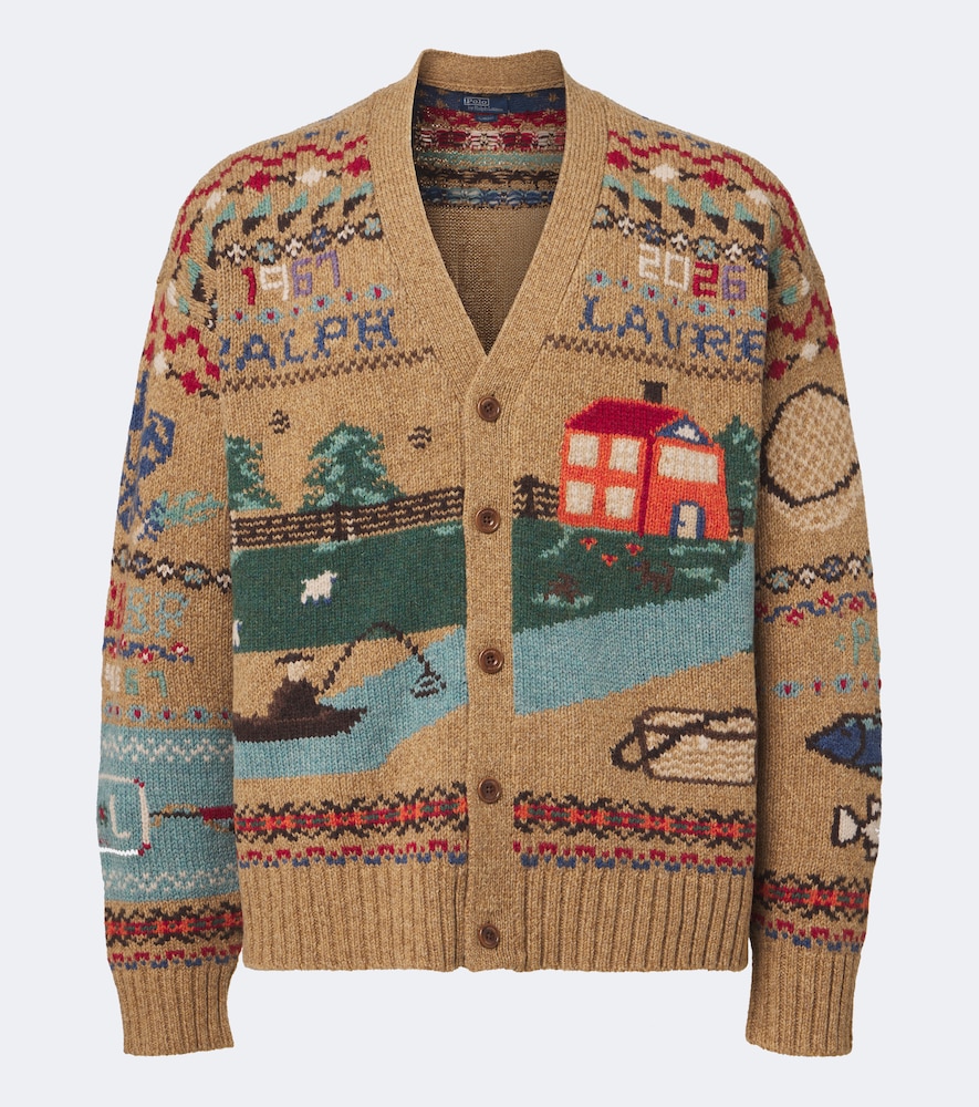 Cardigan in lana a intarsio