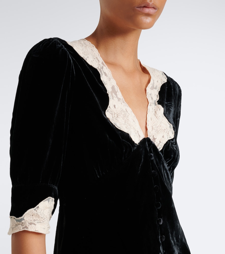 Amanda Lace-Trimmed Velvet Top