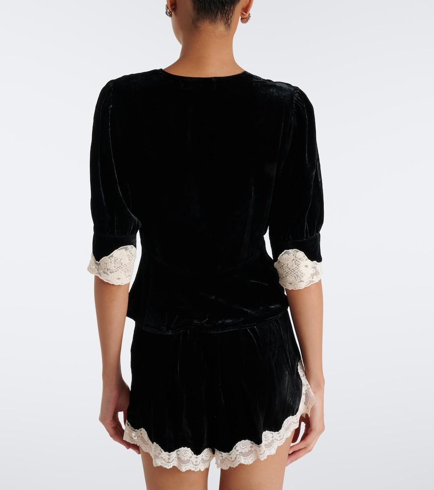 Amanda Lace-Trimmed Velvet Top