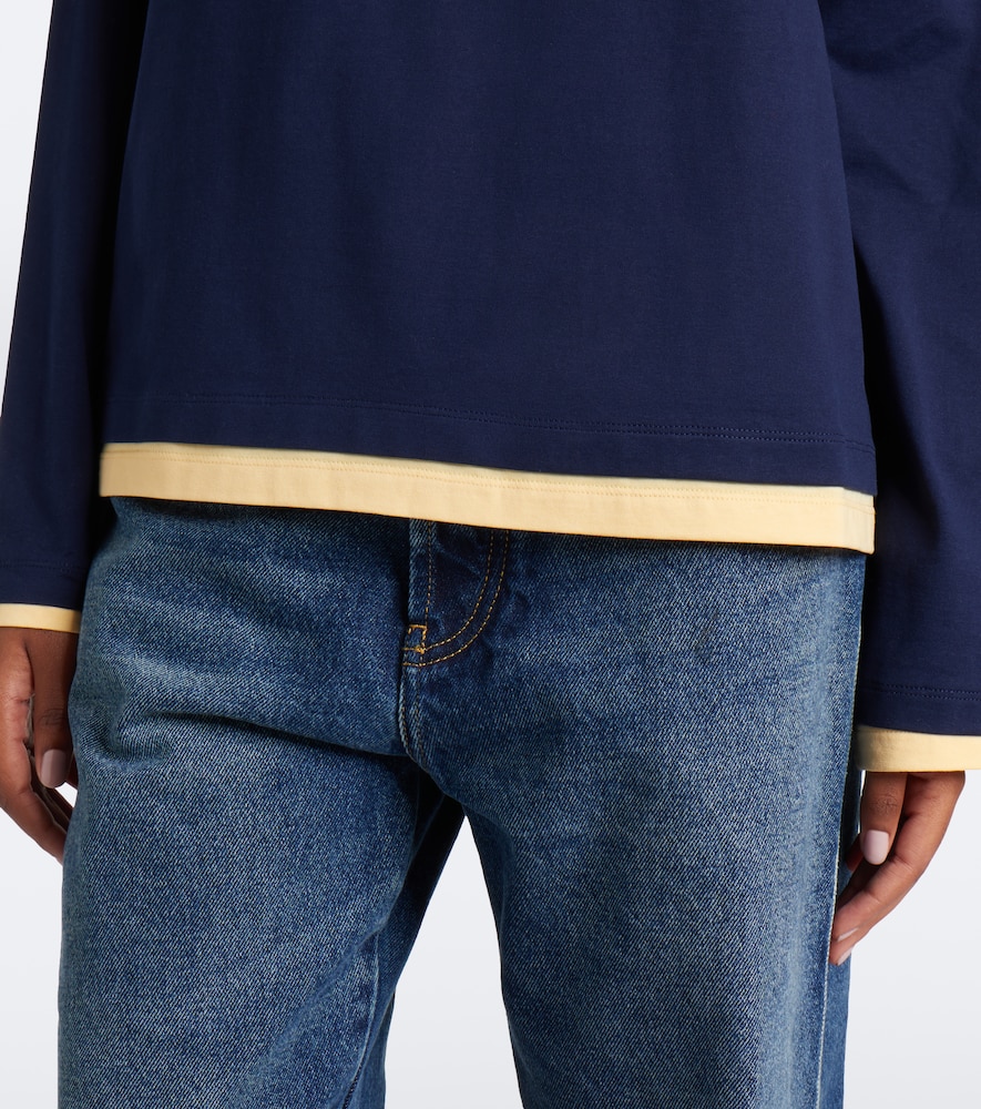 Layered Cotton Jersey Henley Shirt