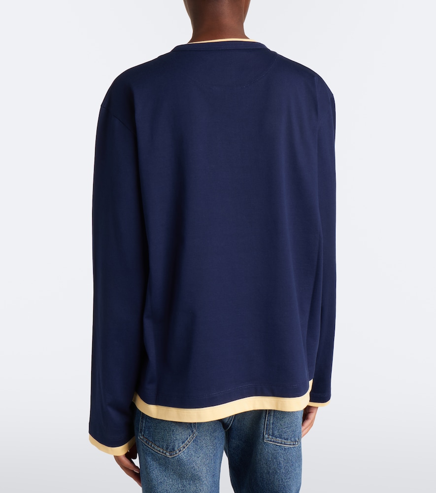 Layered Cotton Jersey Henley Shirt