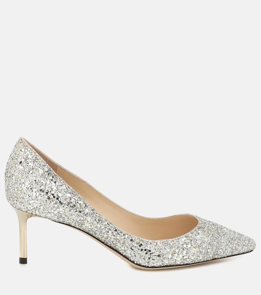 Jimmy Choo Romy 85 Glitter Pumps In Metallic