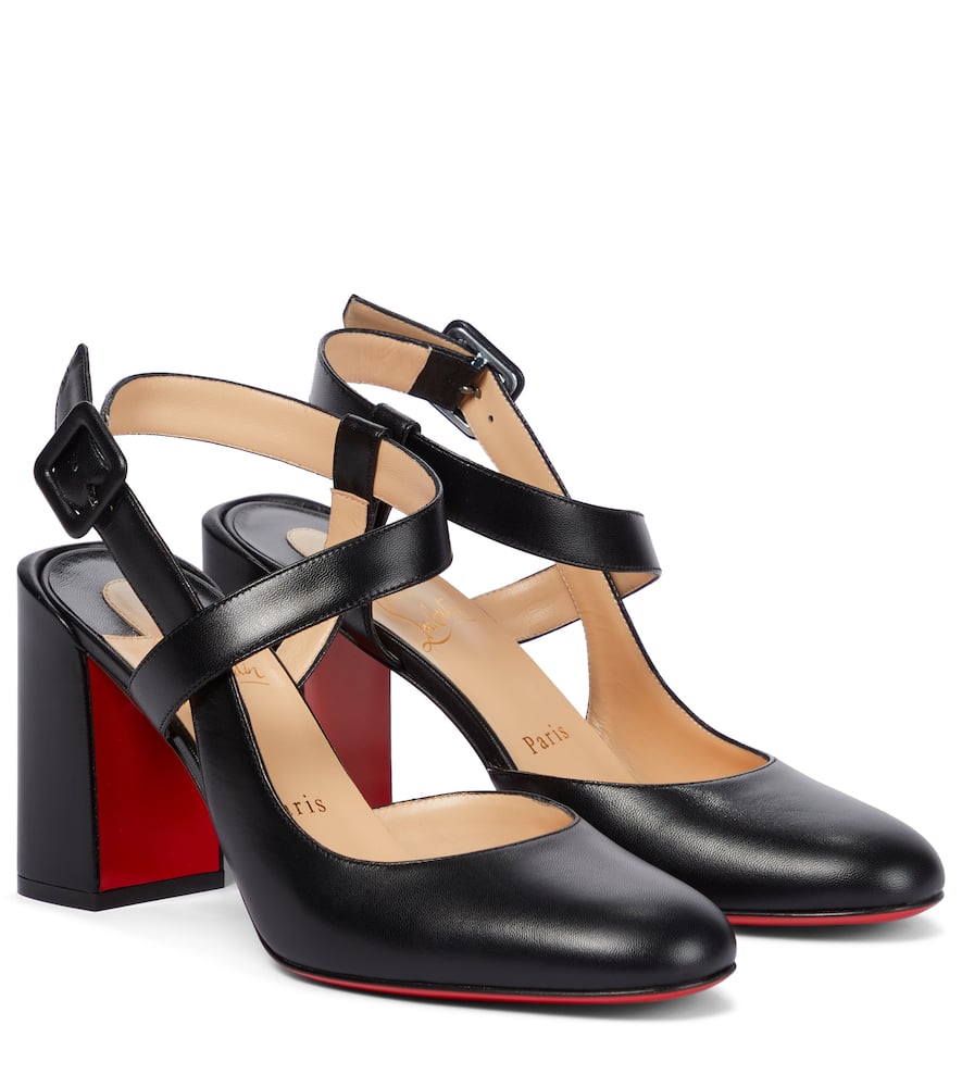 Christian Louboutin Alina 85 Leather Slingback Pumps In Black ... Christian Louboutin Alina 85 Leather Slingback Pumps In Black ...