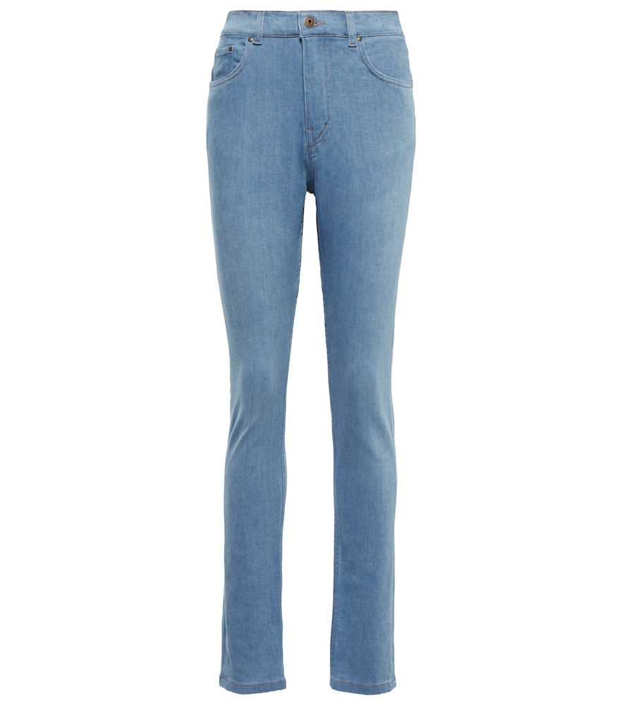 Paneled high-rise skinny jeans