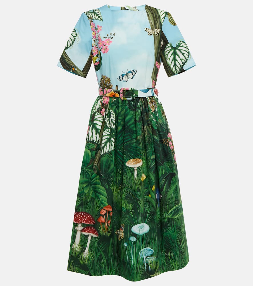 Floral cotton-blend midi dress