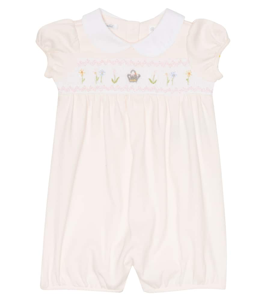 Polo Ralph Lauren Baby Embroidered Cotton Romper In Delicate Pink