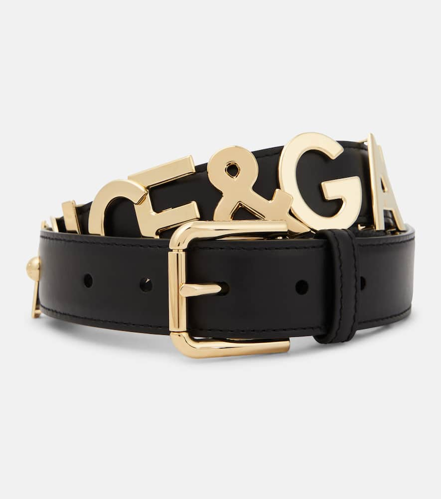 Dolce & Gabbana Leather Belt In Nero/oro Chiaro