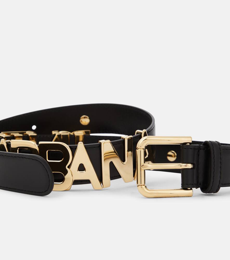 Shop Dolce & Gabbana Leather Belt In Nero/oro Chiaro