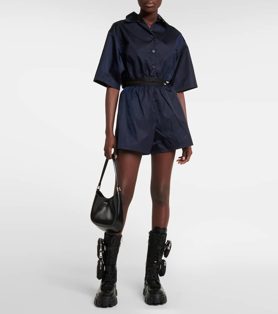 Prada Re-nylon Cropped Shirt In Blue
