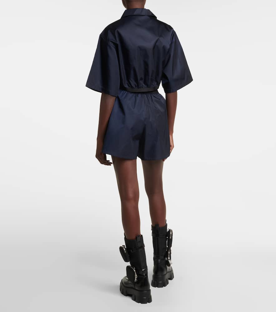 Prada Re-nylon Cropped Shirt In Blue