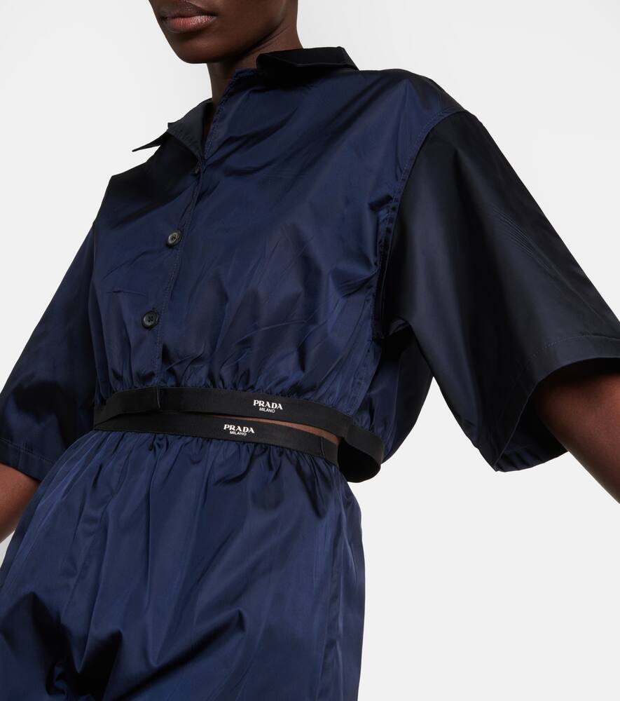 Prada Re-nylon Cropped Shirt In Blue
