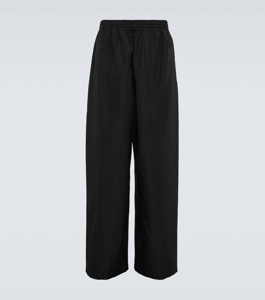 Balenciaga Trousers Elastic Waistband Lightweight Fabric Wide Leg In Black
