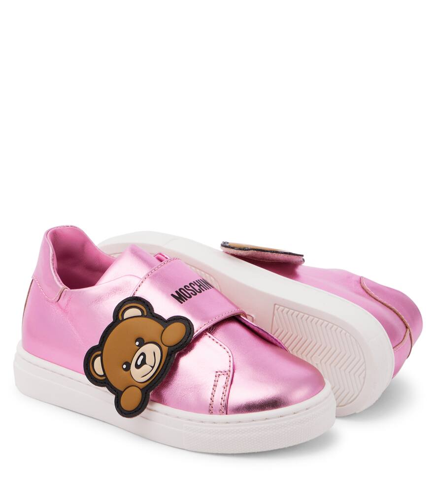 Moschino Logo Leather Sneakers In Pink