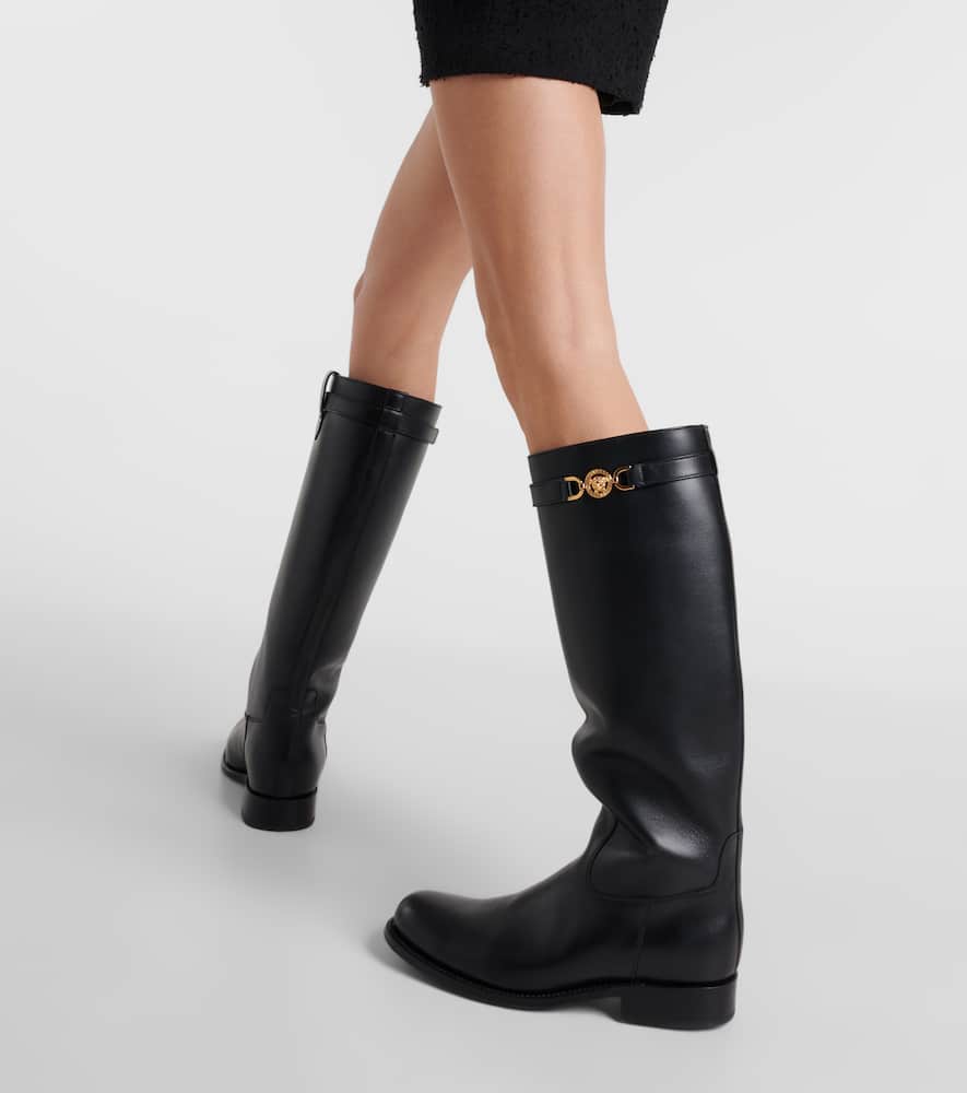 Versace Black High Boots With '95 Medusa Detail In Black