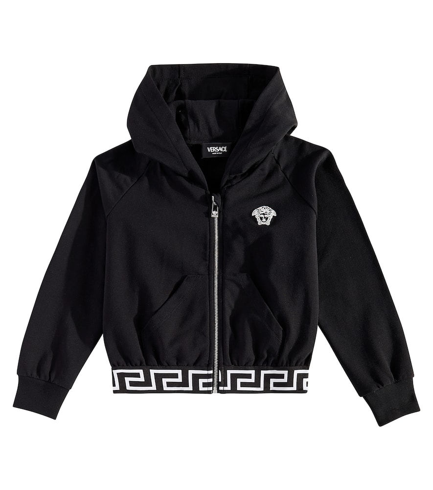 Versace Kids Greca cotton-blend jersey hoodie