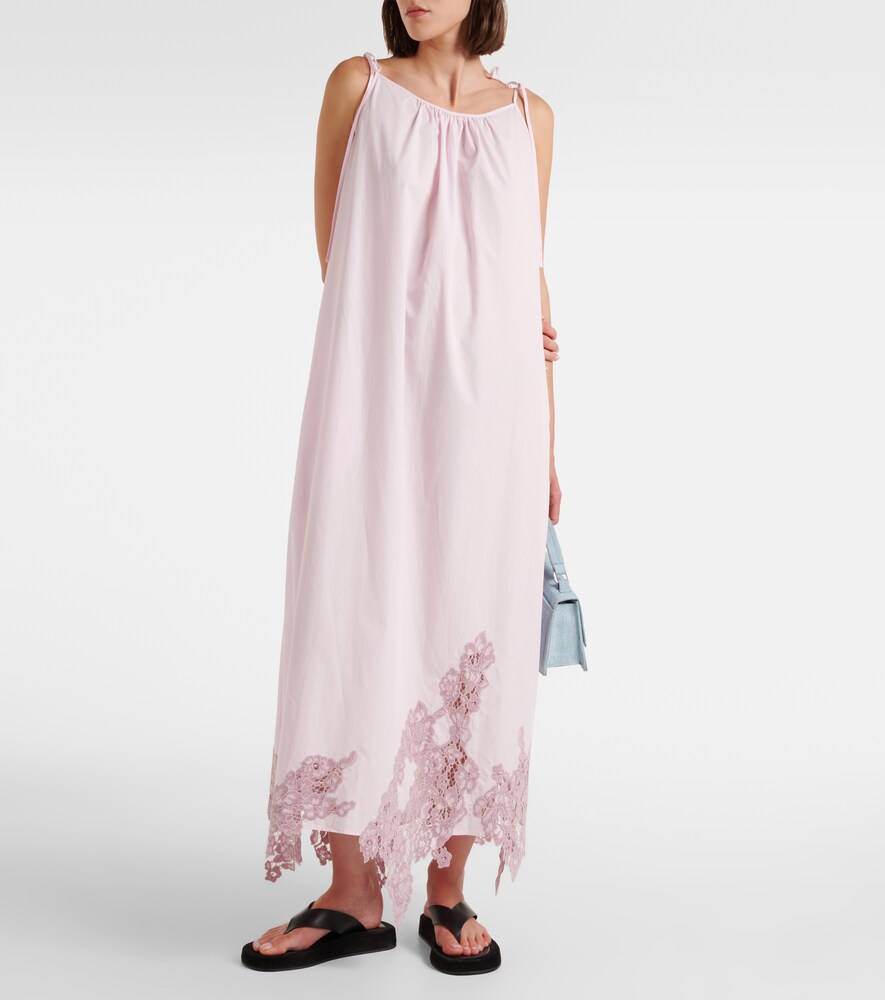  Acne Studios Acne Studios Vestido Midi De Algodón Con Encaje 
