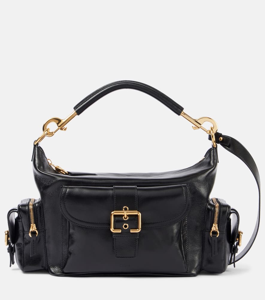 Chloé Camera Medium Shoulder Bag In Croc-embossed Calfskin In Black