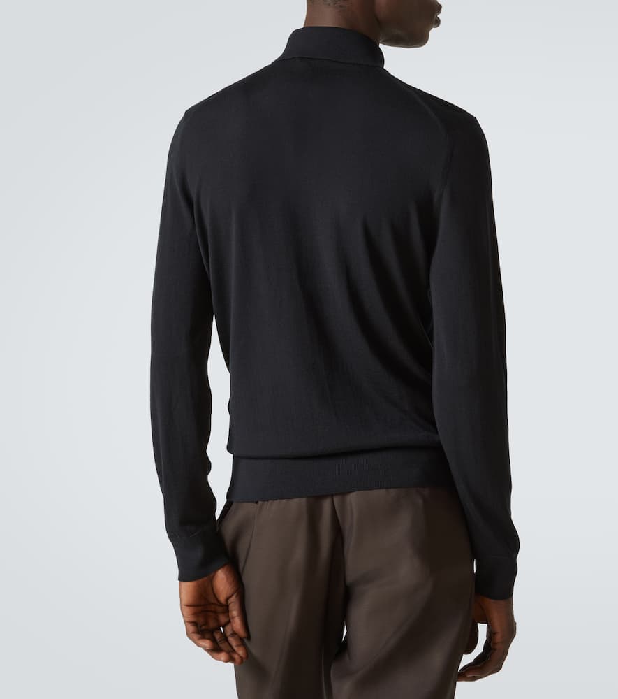 Tom Ford Fine Gauge Pure Wool Ls Polo In Black