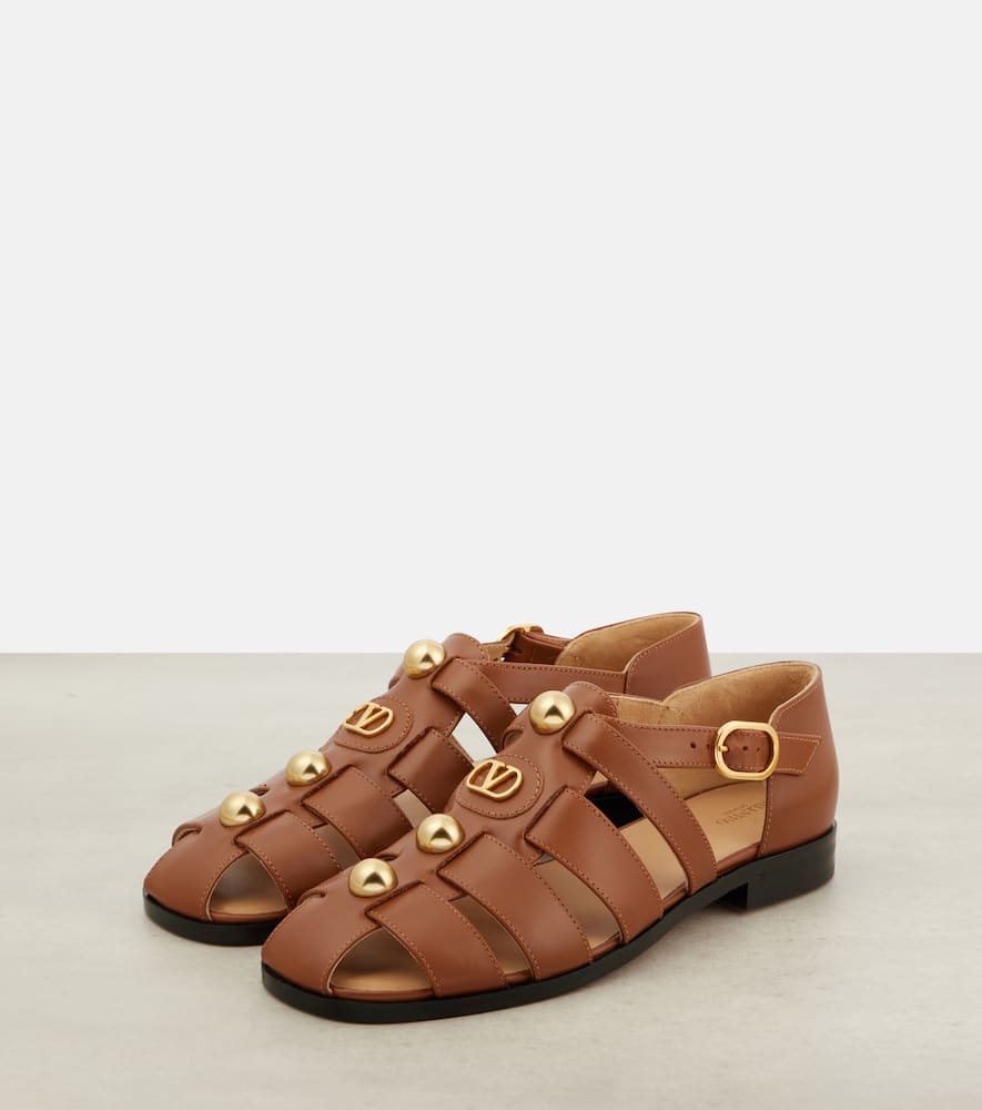 Valentino Garavani Vlogo Signature Calfskin Fisherman Sandal 20mm Woman Tobacco 42 In Brown